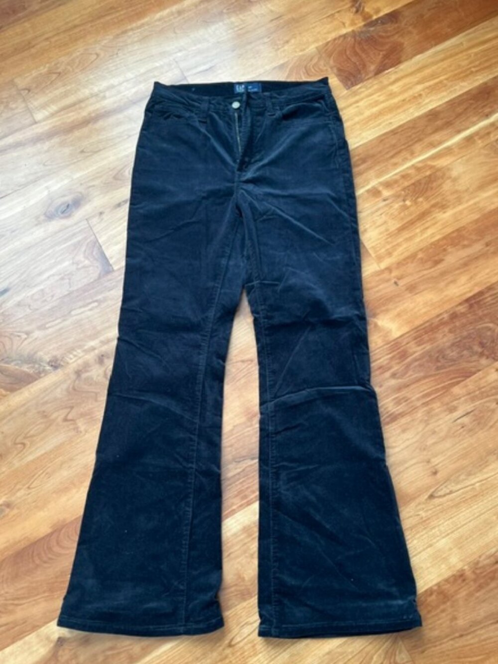 Gap black velvet flare pants